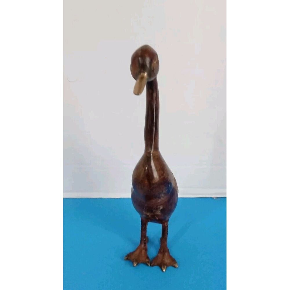 Handcrafted Wooden Duck Figurine Rustic Decor Vintage Style Decorative Statue